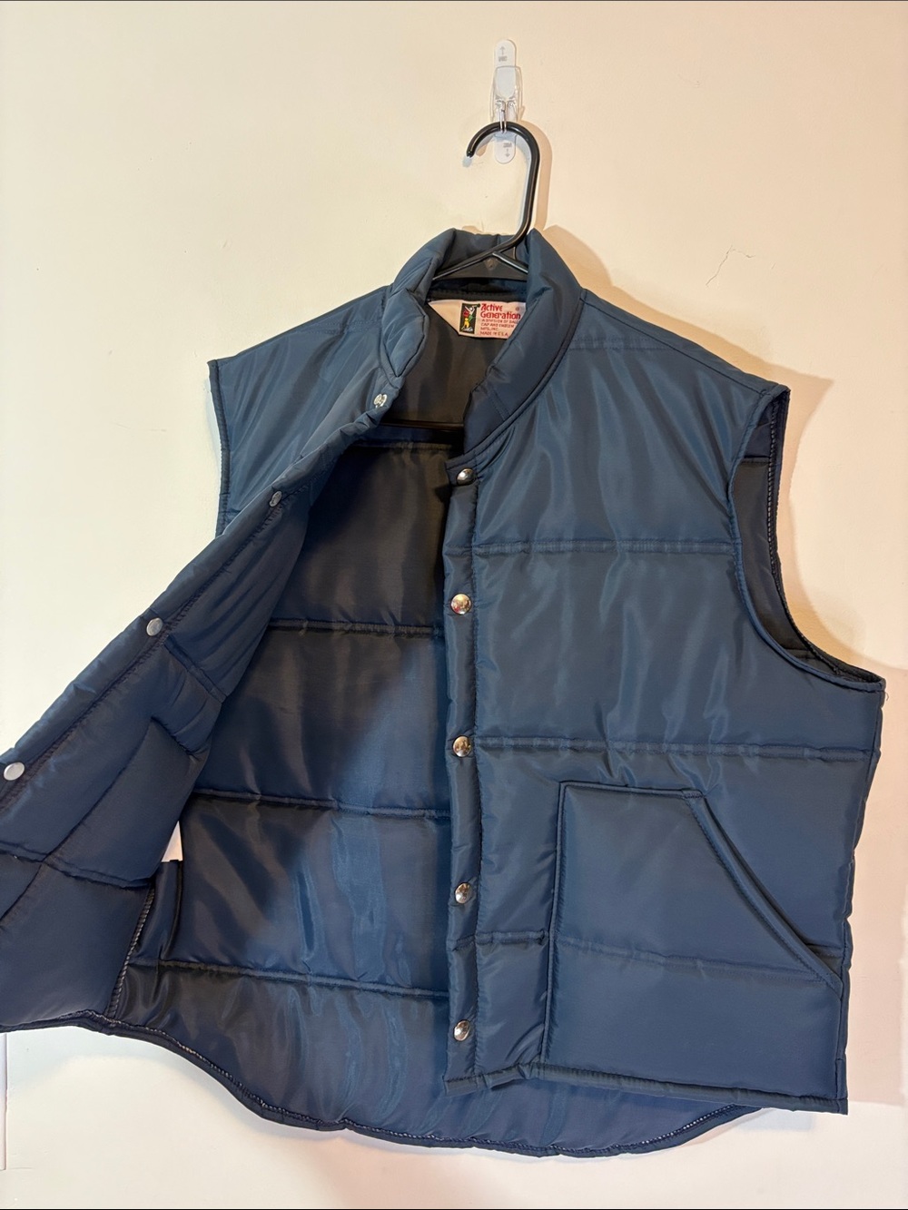 Vintage 1970s/1980s Active Generation Navy Blue Puffer Vest Large Made in USA